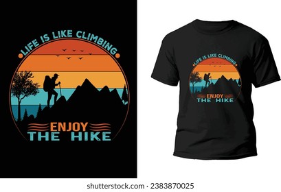 Camiseta de senderismo, archivo vectorial de diseño de camisetas de camping