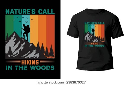 Camiseta de senderismo, archivo vectorial de diseño de camisetas de camping