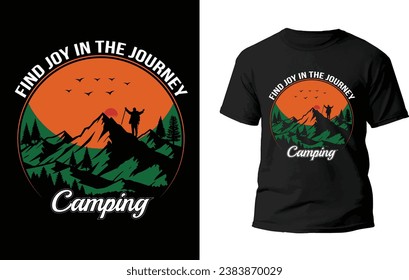 Camiseta de senderismo, archivo vectorial de diseño de camisetas de camping