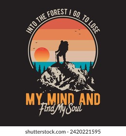 Hiking t-shirt design, Adventure wild camping explore nature, outdoor adventure t-shirt design, campfire, wild, typography, mountain vector, camping, typography, hiking, typography t-shirt