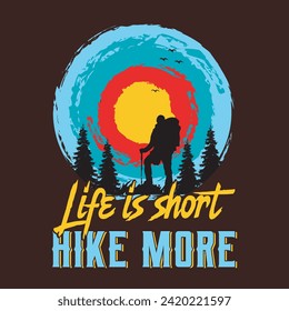 Hiking t-shirt design, Adventure wild camping explore nature, outdoor adventure t-shirt design, campfire, wild, typography, mountain vector, camping, typography, hiking, typography t-shirt