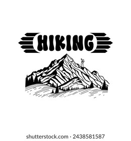 Hiking t-shirt design black and white.eps
