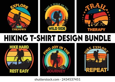 Hiking T-Shirt Design Bundle. Hiking T-Shirt Design vector