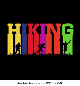 Hiking t-shirt design. Mountain illustration, outdoor adventure . Vector graphic for t shirt and other uses. Outdoor Adventure Inspiring Motivation Quote. Vector Typography