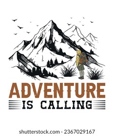 Hiking T-Shirt Design, Outdoor Adventure Typography Design, Vintage Shirt Design And Perfect For Others