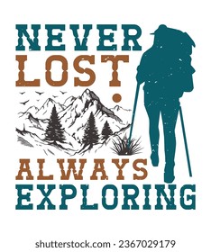 Hiking T-Shirt Design, Outdoor Adventure Typography Design, Vintage Shirt Design And Perfect For Others