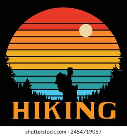 HIKING T-SHIRT DESIGN IN SUMMER.VECTOR DESIGN TEMPLATE.