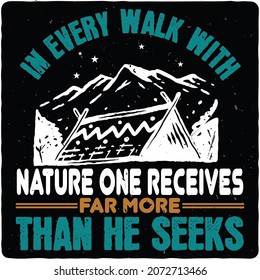 Hiking T-shirt Design, typography vector illustrations,