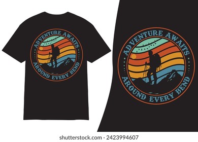 Hiking T-shirt Design Vector, Best Hiking T Shirt, retro vintage hiking t shirt design
