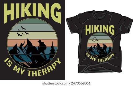 Hiking t-shirt design and vector graphic. vector best for t shirt and mug design, wild mountain illustration. Vector graphic for t shirt and other uses. Design element for logo. 