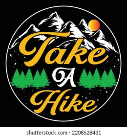 Hiking t-shirt design vector template