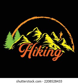 Hiking t-shirt design vector template