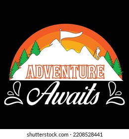 Hiking t-shirt design vector template