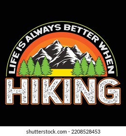 Hiking t-shirt design vector template