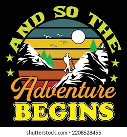 Hiking t-shirt design vector template