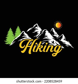 Hiking t-shirt design vector template