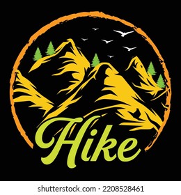 Hiking t-shirt design vector template