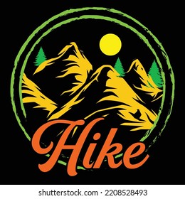 Hiking t-shirt design vector template