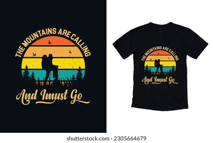 Hiking t-shirt design, Vintage mountain lettering, adventure t-shirts, graphic vector element, hiker typography