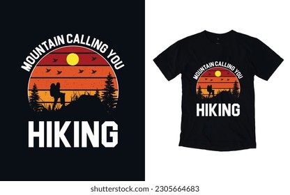 Hiking t-shirt design, Vintage mountain lettering, adventure t-shirts, graphic vector element, hiker typography