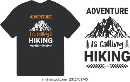 Hiking t-shirt design. Wild, mountain, Hiker, and adventure silhouettes Vector illustration.