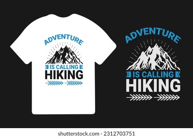 Hiking t-shirt design. Wild, mountain, Hiker, and adventure silhouettes Vector illustration.