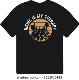 Hiking t-shirt design. Wild, mountain, Hiker, and adventure silhouettes Vector illustration.