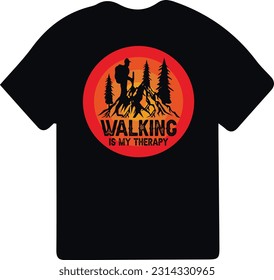 Hiking t-shirt design. Wild, mountain, Hiker, and adventure silhouettes Vector illustration.