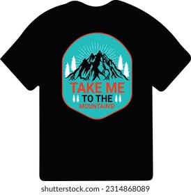 Hiking t-shirt design. Wild, mountain, Hiker, and adventure silhouettes Vector illustration.