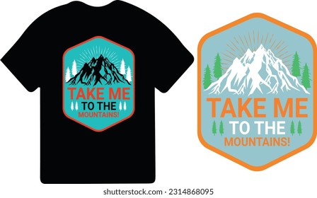 Hiking t-shirt design. Wild, mountain, Hiker, and adventure silhouettes Vector illustration.