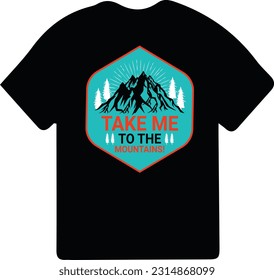 Hiking t-shirt design. Wild, mountain, Hiker, and adventure silhouettes Vector illustration.