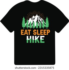 Hiking t-shirt design. Wild, mountain, Hiker, and adventure silhouettes Vector illustration.