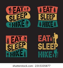 Hiking t-shirt design. Wild, mountain, Hiker, and adventure silhouettes Vector illustration.