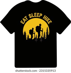 Hiking t-shirt design. Wild, mountain, Hiker, and adventure silhouettes Vector illustration.