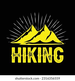 Hiking t-shirt design. Wild, mountain, Hiker, and adventure silhouettes Vector illustration.