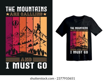  Diseño de camisetas de tipografía de senderismo, Plantilla de impresión vectorial, Diseño de camisetas de excursión .