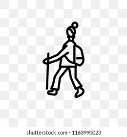 Hiking vector icon isolated on transparent background, Hiking logo concept