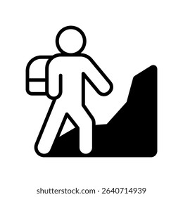 Hiking Vector Icon for Trail Walking and Nature Exploration. Trekking illustration, fitness and outdoor adventure concept