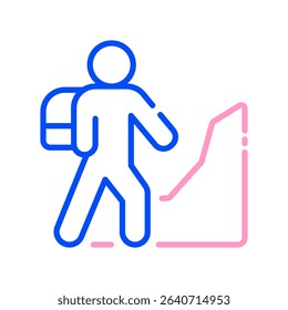 Hiking Vector Icon for Trail Walking and Nature Exploration. Trekking illustration, fitness and outdoor adventure concept