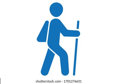 Hiking vector icon, travelling icon vector isolate (blue version)    