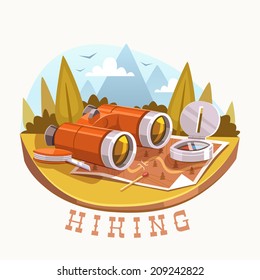 Hiking. Vector illustration.