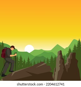 hiking vector illustration. adventure concept background. eps vector