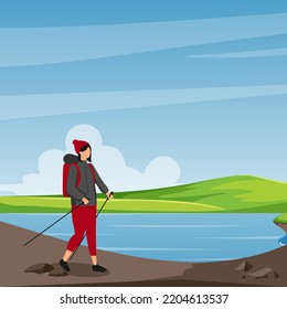 hiking vector illustration. adventure concept background. eps10