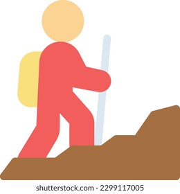 hiking Vector illustration on a transparent background. Premium quality symmbols. Line Color vector icons for concept and graphic design.
