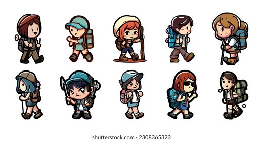 Hiking vector set collection graphic clipart design