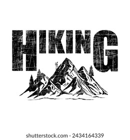 Hiking vector t-shirt design black and white color
