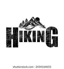 Hiking vector t-shirt design black white color
