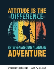 Diseño de camisetas vector de senderismo, diseño de camisetas de camping