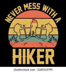 Caminata vectorial, diseño de camisetas de excursión, Emblemas al aire libre, gráficos de camisetas, vectores