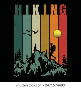 HIKING VINTAGE RATRO T-SHIRT DESIGN.